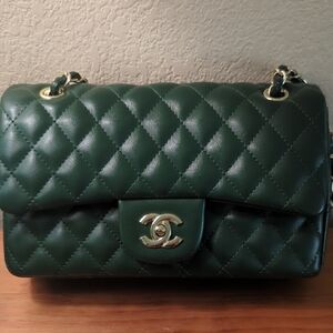 CC Dark Green Quilted Shoulder Bag